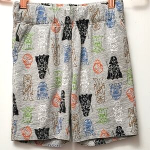 Star Wars Gray Cotton Knit Pull On Elastic Waist Shorts Size 8yrs